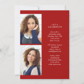 赤モダン書五写真卒業パーティー 招待状 (裏面)