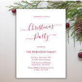 赤モダン書道ホリデークリスマスパーティー 招待状