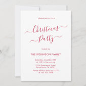 赤モダン書道ホリデークリスマスパーティー 招待状 (正面)