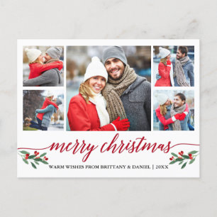 赤モダン書5写真メリークリスマス ポストカード