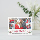 赤モダン書5写真メリークリスマス ポストカード (スタンド正面)