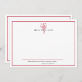 赤モダン枠 – 花と希望パーソナライズされた ノートカード (正面/裏面)
