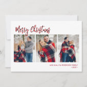 赤モダン水牛のプレイド3数々の写真クリスマス シーズンカード (正面)
