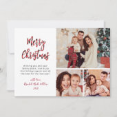 赤モダン水牛のプレイド3数々の写真クリスマス シーズンカード (正面)