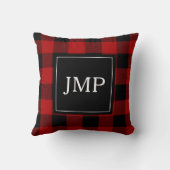 赤モダン水牛のプレイド |個人イニシャル クッション (裏面)