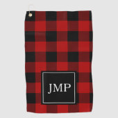 赤モダン水牛のプレイド |個人イニシャル ゴルフタオル (正面)