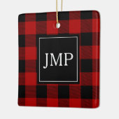 赤モダン水牛のプレイド |個人イニシャル セラミックオーナメント (左)