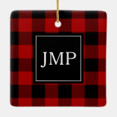 赤モダン水牛のプレイド |個人イニシャル セラミックオーナメント (裏面)