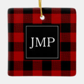 赤モダン水牛のプレイド |個人イニシャル セラミックオーナメント (正面)