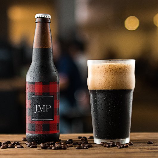 赤モダン水牛のプレイド |個人イニシャル ビールラベル