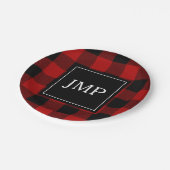 赤モダン水牛のプレイド |個人イニシャル ペーパープレート (アングル)