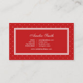 赤モダン水玉模様ブルーリボンソーシャルメディア 名刺 (裏面)