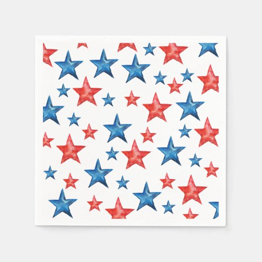 赤モダン水色の星7月紙4日 スタンダードカクテルナプキン (正面)