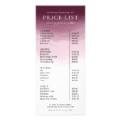 赤モダン水色サロン業価格表 ラックカード (正面)