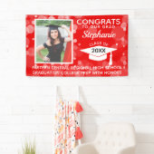 赤モダン泡おめでとう写真卒業ヤード 横断幕 (インサイチュ)