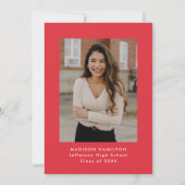 赤モダン波額写真卒業パーティー 招待状 (裏面)