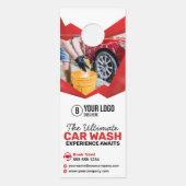 赤モダン洗車自動詳細車気に ドアノブサイン (正面)