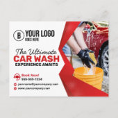 赤モダン洗車自動詳細車気に ポストカード (正面)