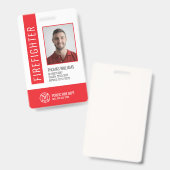 赤モダン消防署消防士ID バッジ (表裏)