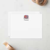 赤モダン消防車の名パーソナライズされた前 ノートカード (正面/裏面インサイチュ)