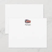 赤モダン消防車の名パーソナライズされた前 ノートカード (正面/裏面)