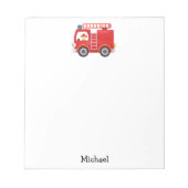 赤モダン消防車の名パーソナライズされた前 ノートパッド (正面)