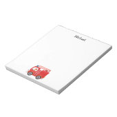 赤モダン消防車の名パーソナライズされた前 ノートパッド (回転)