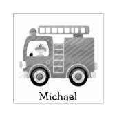 赤モダン消防車の名パーソナライズされた前 ラバースタンプ (インプリント)