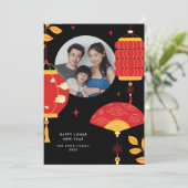 赤モダン灯の月の新中国の年写真 シーズンカード (スタンド正面)