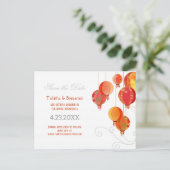 赤モダン灯中国の灯式の日付を保存 案内ポストカード (スタンド正面)