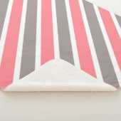 赤モダン灰色ストライプ色 シェルパブランケット (3/4)