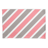 赤モダン灰色ストライプ色 枕カバー (正面左)