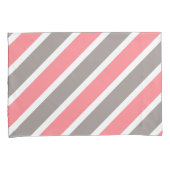 赤モダン灰色ストライプ色 枕カバー (正面右)