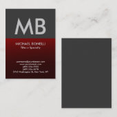 赤モダン灰色トレンディーモノグラム名刺 名刺 (正面/裏面)