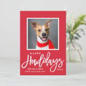 赤モダン灰色ハッピーハウリデイズ子犬の写真 シーズンカード (スタンド正面)