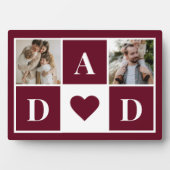 赤モダン父の日2家族の写真コラージュ フォトプラーク (正面)