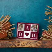 赤モダン父の日2家族の写真コラージュ フォトプラーク (側面)