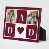 赤モダン父の日2家族の写真コラージュ フォトプラーク (側面)