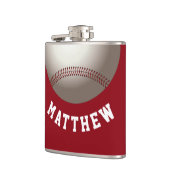 赤モダン球の名パーソナライズされた前プリント フラスク (左)