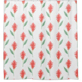 赤モダン生姜の水色 シャワーカーテン (正面)