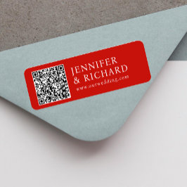 赤モダン白くもの巣販促QRコードアドレス ラベル