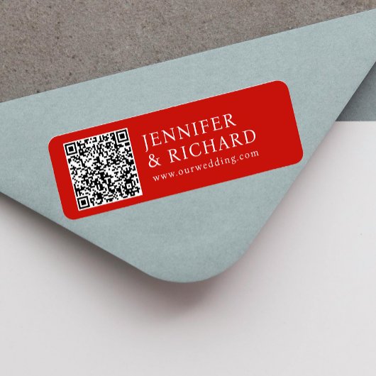 赤モダン白くもの巣販促QRコードアドレス ラベル