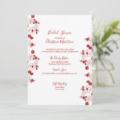 赤モダン白さくらんぼブロッサムブライダルシャワー 招待状 (スタンド正面)