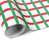 赤モダン白と緑の格子格子クリスマス ラッピングペーパー (ロールコーナー)