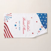 赤モダン白と青のカスタムブライダルシャワー ハンドタオル (ハンドタオル)