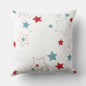 赤モダン白と青の愛国的な星 クッション (裏面)
