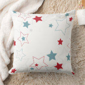 赤モダン白と青の愛国的な星 クッション (ブランケット)