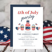 赤モダン白と青7月パーティー4日 招待状