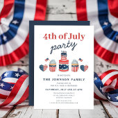 赤モダン白と青7月パーティー4日 招待状