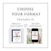 赤モダン白と青7月パーティー4日 招待状